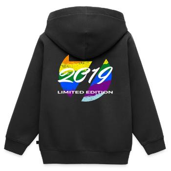 7e anniversaire 2019 cadeau garçons et filles - Sweat Premium à capuche zippé enfant bio - noir - Dos - AI Model Kid Male (0cm)