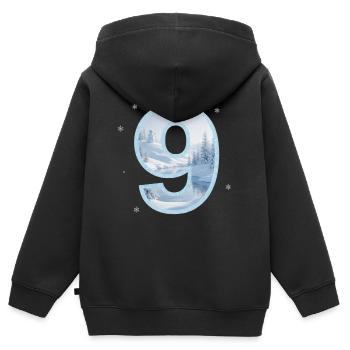 Winter Wonderland 9. Geburtstag Schneemann - Kinder Premium Organic Zip Hoodie - Schwarz - Hinten - AI Model Kid Male (0cm)