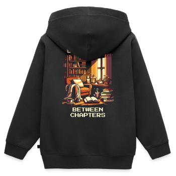 Savepoint Between Chapters | Reading pause reading - Kids Premium Organic Zip-up Hoodie - black - Back - AI Model Kid Male (0cm)