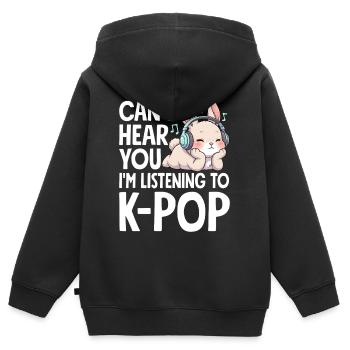 Can't Hear You Im Listening To K-Pop - Kinder Premium Organic Zip Hoodie - Schwarz - Hinten - AI Model Kid Male (0cm)
