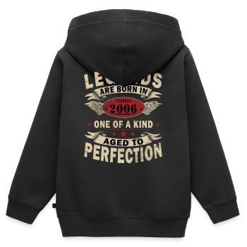 Février 2006 Jubilé février 2006 Février - Sweat Premium à capuche zippé enfant bio - noir - Dos - AI Model Kid Male (0cm)