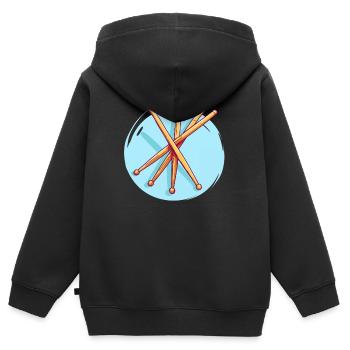 Drumsticks Zeichnung - Kinder Premium Organic Zip Hoodie - Schwarz - Hinten - AI Model Kid Male (0cm)