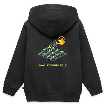 AFK avec le chou kale | Culture maraîchère et jardin - Sweat Premium à capuche zippé enfant bio - noir - Dos - AI Model Kid Male (0cm)