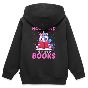 Lire, lire, licorne - Sweat Premium à capuche zippé enfant bio - noir - Dos - AI Model Kid Male (0cm)