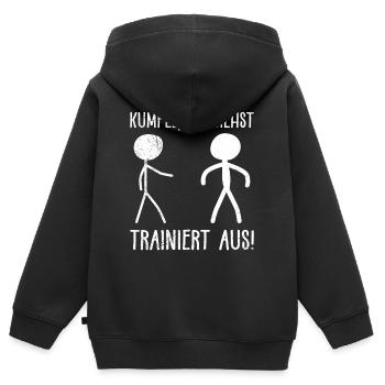Strichmännchen KUMPEL DU SIEHST TRAINIERT AUS - Kinder Premium Organic Zip Hoodie - Schwarz - Hinten - AI Model Kid Male (0cm)