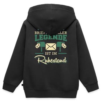Rentner DIE BRIEFZUSTELLER LEGENDE IM RUHESTAND - Kinder Premium Organic Zip Hoodie - Schwarz - Hinten - AI Model Kid Male (0cm)