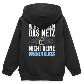 Computer Science WIR SCHÜTZEN DAS NETZ NICHT DEIN - Kinder Premium Organic Zip Hoodie - Schwarz - Hinten - AI Model Kid Male (0cm)