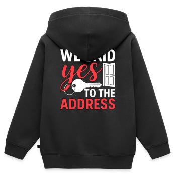 Nous avons accepté l’adresse - Sweat Premium à capuche zippé enfant bio - noir - Dos - AI Model Kid Male (0cm)