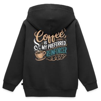Coffee as the preferred Reinforcer - Kids Premium Organic Zip-up Hoodie - black - Back - AI Model Kid Male (0cm)