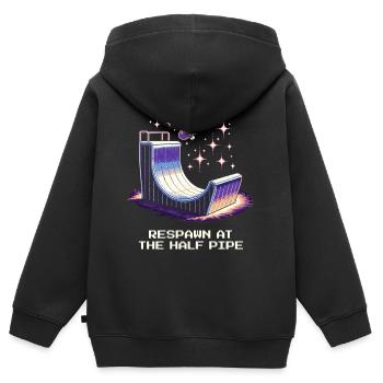 Réapparition au Halfpipe | Skateboard - Sweat Premium à capuche zippé enfant bio - noir - Dos - AI Model Kid Male (0cm)