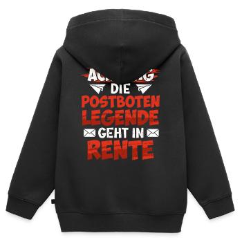 Ruhestand ACHTUNG POSTBOTEN LEGENDE GEHT IN RENTE - Kinder Premium Organic Zip Hoodie - Schwarz - Hinten - AI Model Kid Male (0cm)