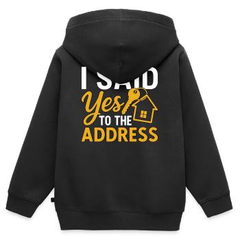 I Said Yes To The Address - Kinder Premium Organic Zip Hoodie - Schwarz - Hinten - AI Model Kid Male (0cm)