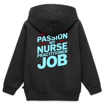 Infirmière praticienne Ma passion Ma Infirmerie Avancée - Sweat Premium à capuche zippé enfant bio - noir - Dos - AI Model Kid Male (0cm)