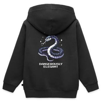 Gefährlich elegant | Schlange Attitüde - Kinder Premium Organic Zip Hoodie - Schwarz - Hinten - AI Model Kid Male (0cm)