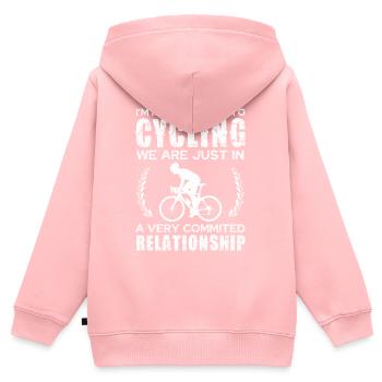 Amour à vélo — Dans une relation engagée - Sweat Premium à capuche zippé enfant bio - rose - Dos - AI Model Kid Female (0cm)