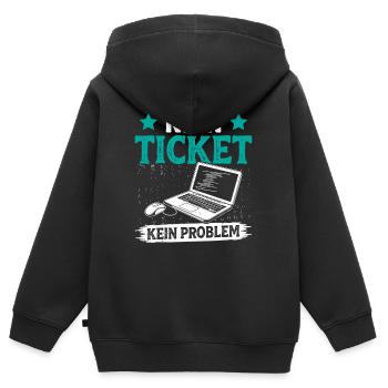 Nerd Computer KEIN TICKET KEIN PROBLEM LUSTIG - Kinder Premium Organic Zip Hoodie - Schwarz - Hinten - AI Model Kid Male (0cm)