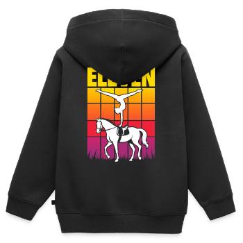 Onze Voltigieren de voûte équestre - Sweat Premium à capuche zippé enfant bio - noir - Dos - AI Model Kid Male (0cm)