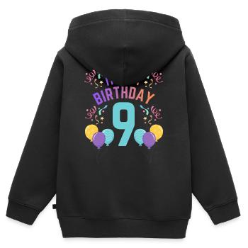 9 Years Girl It's My Birthday Kids Birthday - Kids Premium Organic Zip-up Hoodie - black - Back - AI Model Kid Male (0cm)