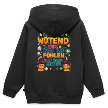 When I'm angry: feel, then talk - Kids Premium Organic Zip-up Hoodie - black - Back - AI Model Kid Male (0cm)