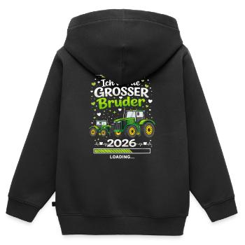 Ich Werde Großer Bruder 2026 Traktor Baby Kinder - Kinder Premium Organic Zip Hoodie - Schwarz - Hinten - AI Model Kid Male (0cm)