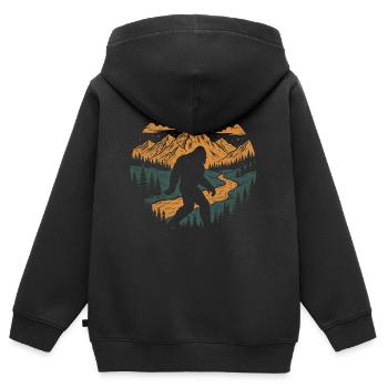 Marche nocturne du Bigfoot - Sweat Premium à capuche zippé enfant bio - noir - Dos - AI Model Kid Male (0cm)