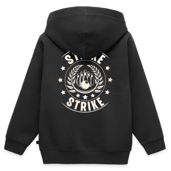 Bowling - Kinder Premium Organic Zip Hoodie - Schwarz - Hinten - AI Model Kid Male (0cm)