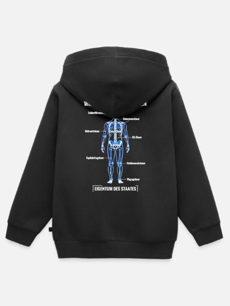 Anatomie Steuerzahler - Zerlegeplan - Kinder Premium Organic Zip Hoodie - Schwarz