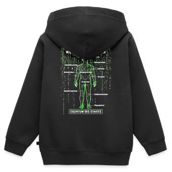 Systemfehler Steuerzahler - Matrix Zerlegeplan  - Kinder Premium Organic Zip Hoodie - Schwarz - Hinten - AI Model Kid Male (0cm)