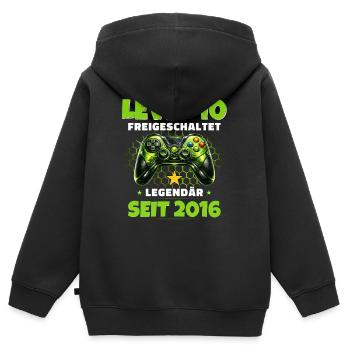 T-shirt joueur du 10e anniversaire niveau 10 débloqué - Sweat Premium à capuche zippé enfant bio - noir - Dos - AI Model Kid Male (0cm)