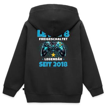 8. Geburtstag Gamer Shirt Level 8 freigeschaltet - Kinder Premium Organic Zip Hoodie - Schwarz - Hinten - AI Model Kid Male (0cm)