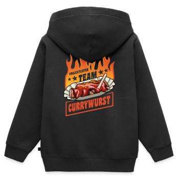 Chef de projet Équipe Currywurst | Flammes de la restauration rapide - Sweat Premium à capuche zippé enfant bio - noir - Dos - AI Model Kid Male (0cm)