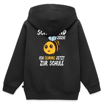 Schulkind 2026 Bienen Einschulung - Kinder Premium Organic Zip Hoodie - Schwarz - Hinten - AI Model Kid Male (0cm)