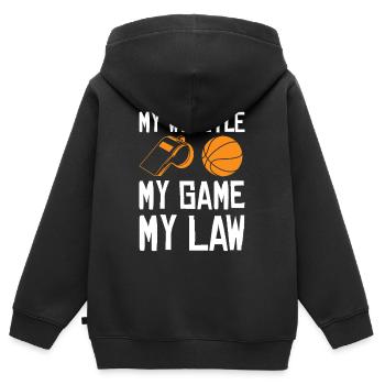 Meine Pfeife Mein Spiel Mein Gesetz - Kinder Premium Organic Zip Hoodie - Schwarz - Hinten - AI Model Kid Male (0cm)