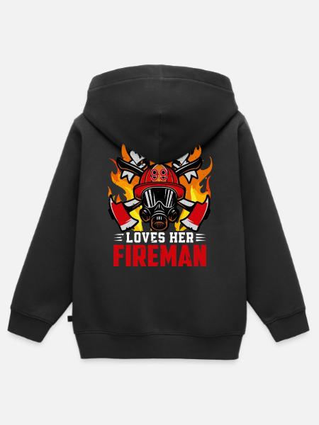 Feuerwehr - Kinder Premium Organic Zip Hoodie - Schwarz