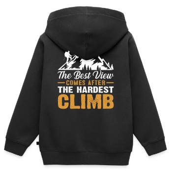Bergsteigen - Kinder Premium Organic Zip Hoodie - Schwarz - Hinten - AI Model Kid Male (0cm)