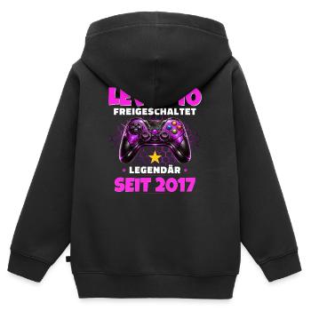 T-shirt joueur du 10e anniversaire niveau 10 débloqué - Sweat Premium à capuche zippé enfant bio - noir - Dos - AI Model Kid Male (0cm)