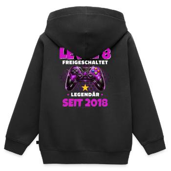 8. Geburtstag Gamer Shirt Level 8 freigeschaltet - Kinder Premium Organic Zip Hoodie - Schwarz - Hinten - AI Model Kid Male (0cm)