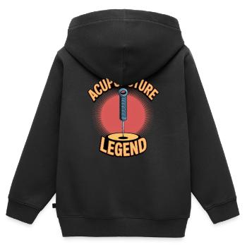 Acupuncture Médecine chinoise Santé - Sweat Premium à capuche zippé enfant bio - noir - Dos - AI Model Kid Male (0cm)