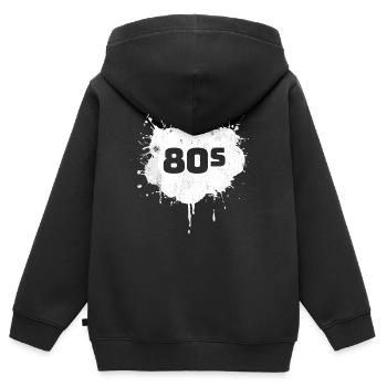 80er - Kinder Premium Organic Zip Hoodie - Schwarz - Hinten - AI Model Kid Male (0cm)