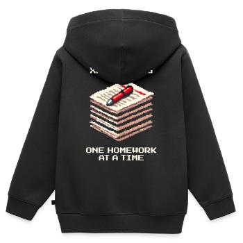 XP-Grind: Hausaufgabe für Hausaufgabe | Schule - Kinder Premium Organic Zip Hoodie - Schwarz - Hinten - AI Model Kid Male (0cm)