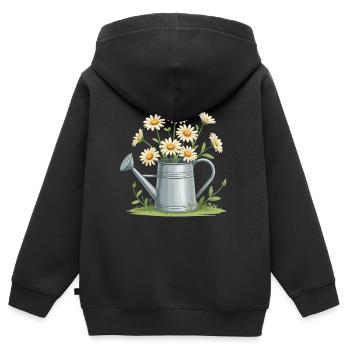 Gänseblümchen in der Gießkanne - Kinder Premium Organic Zip Hoodie - Schwarz - Hinten - AI Model Kid Male (0cm)