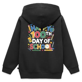100th Day School Celebration - Kinder Premium Organic Zip Hoodie - Schwarz - Hinten - AI Model Kid Male (0cm)