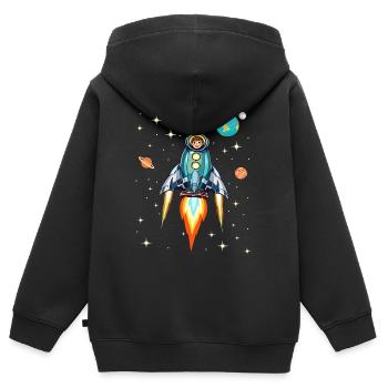 Rakete Weltraum Raumfahrt Raumschiff - Kinder Premium Organic Zip Hoodie - Schwarz - Hinten - AI Model Kid Male (0cm)