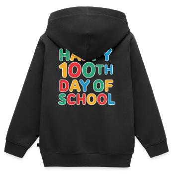 Hundertster Schultag Jubel - Kinder Premium Organic Zip Hoodie - Schwarz - Hinten - AI Model Kid Male (0cm)