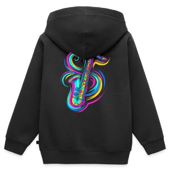 Saxophon - Kinder Premium Organic Zip Hoodie - Schwarz - Hinten - AI Model Kid Male (0cm)