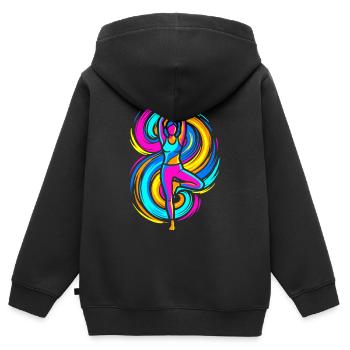 Yoga Pose - Sweat Premium à capuche zippé enfant bio - noir - Dos - AI Model Kid Male (0cm)
