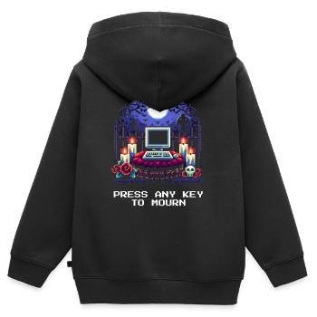 N’importe quelle clé pour faire le deuil | Humour de croque-mort - Sweat Premium à capuche zippé enfant bio - noir - Dos - AI Model Kid Male (0cm)