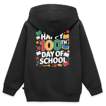 Hundertster Tag Jubel - Kinder Premium Organic Zip Hoodie - Schwarz - Hinten - AI Model Kid Male (0cm)