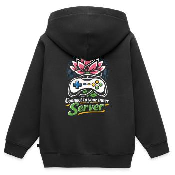 Connect to your inner Server - Gamer Yoga - Kids Premium Organic Zip-up Hoodie - black - Back - AI Model Kid Male (0cm)