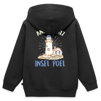 Segler ANKERPLATZ INSEL POEL Lustiges - Kinder Premium Organic Zip Hoodie - Schwarz - Hinten - AI Model Kid Male (0cm)